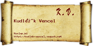 Kudlák Vencel névjegykártya